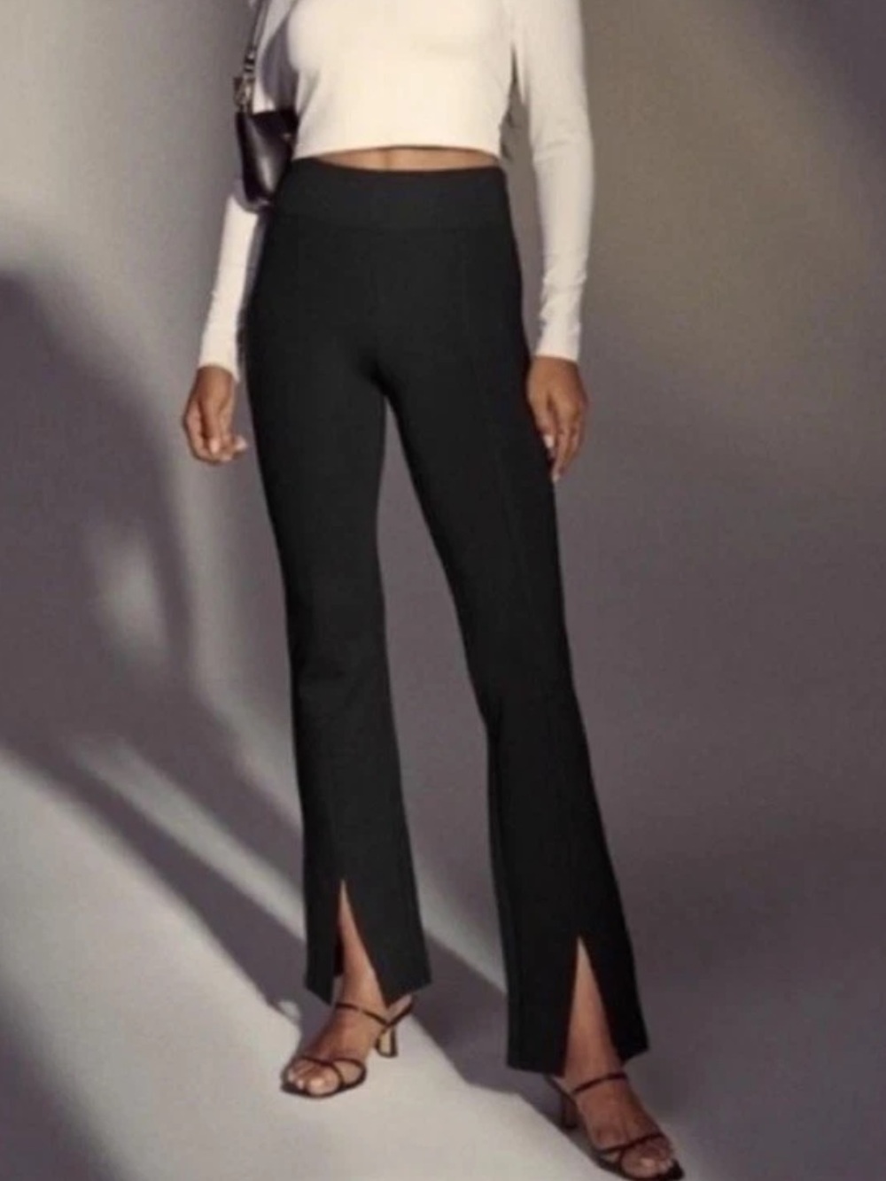 Abercrombie and Fitch High-Waist Black Split-Hem Stretch Pants Size M